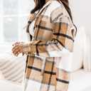 Beaully Women's 2025 Fall Clothes Plaid Shacket Jacket Long Sleeve Button Down Flannel Shirts Fashion Jacket (X-Large, Khaki)