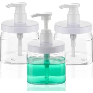 Pump Bottle Dispenser 3 Pack 550ml/18.6oz Lotion Dispenser Wide Mouth Plastic Refillable Lotion Pump Bottles Empty Bathroom Shower Containers for Hand Wash Shampoo Conditioner(Clear)