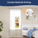 ENJOYBASICS No Drill Curtain Rods for Window 28 to 47 Inches, 5/8 Inch Diameter Renter Friendly Drapery Rod with Adhesive Brackets without Drilling, Adjustable from 27 to 52 Inches, Nickel