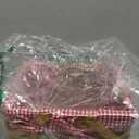 Wickerwise Small Rectangular Woodchip Picnic Baskets with Double Folding Handles, Natural Hand-Woven Basket Lined with Gingham Red and White Lining Great for Gifts (Twin)