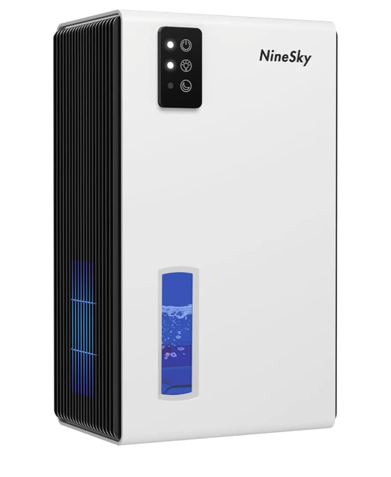 NineSky Dehumidifiers for Home, 95 OZ Water Tank, (1000 sq.ft) Dehumidifiers for Bathroom Bedroom Basement with Auto Shut Off,7 Colors LED Light(White)