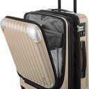 LEVEL8 Grace Carry on Luggage with Front Compartment, 20 Inch Expandable Hardside Suitcases with Wheels, Abs+Pc Harshell Spinner Luggages with Tsa Lock, Travel Bag for Women Men, Champagne
