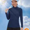 TACVASEN Women's Quarter Zip Pullover Golf Shirts UPF 50+ Long Sleeve Sun Shirts UV Protection Workout Tops (Large, Navy)