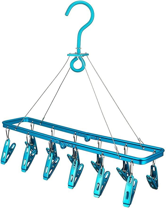 KANGCAI Underwear Hangers for Drying Metal Clothes Drying Rack, Laundry Drying Racks,Drying Racks, Foldable Laundry Clips,Small Drying Clothes, pins, Clips for Apartments Blue