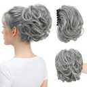 Claw Clip Short Ponytail Messy Bun Hair Piece Bendable Hair Branch Extensions Fluffy Wavy Curly Synthetic Versatile Dark Grey Hairpieces
