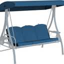 Outdoor Porch Swing Cushions 3 Seater with Swing Canopy, Replacement Cushions for Outdoor Swing, Patio Swing Cushion 25D Foam (Blue)