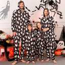 ANGELGGH Matching Halloween Onesie Pajamas Family Holiday Hooded PJs Adult Couples One Piece Sleepwear Funny Ugly Loungewear (Small, Ghost)