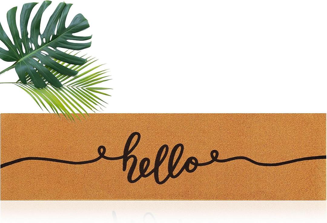 Honeydak Extra Large Mat Outdoor 60'' x 16'' Non Slip Long Doormat for Front Door Oversized Entrance Decorative Rug for Outdoor Inside Welcome Summer Outside Home Entry Supply (Hello)