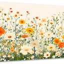 KZKU Floral Wall Art Canvas Print Orange and White Wildflowers Modern Botanical Watercolor style Flower Picture for Bedroom Living Room Artwork Home Wall Decoration 20x40in