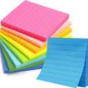 2 x Lined Sticky Notes 3x3 Pack of 8, Bright Colored Super Self Sticky Pads - 60 Sheets/Pad - Easy to Post for School, Office Supplies, Desk Accessories