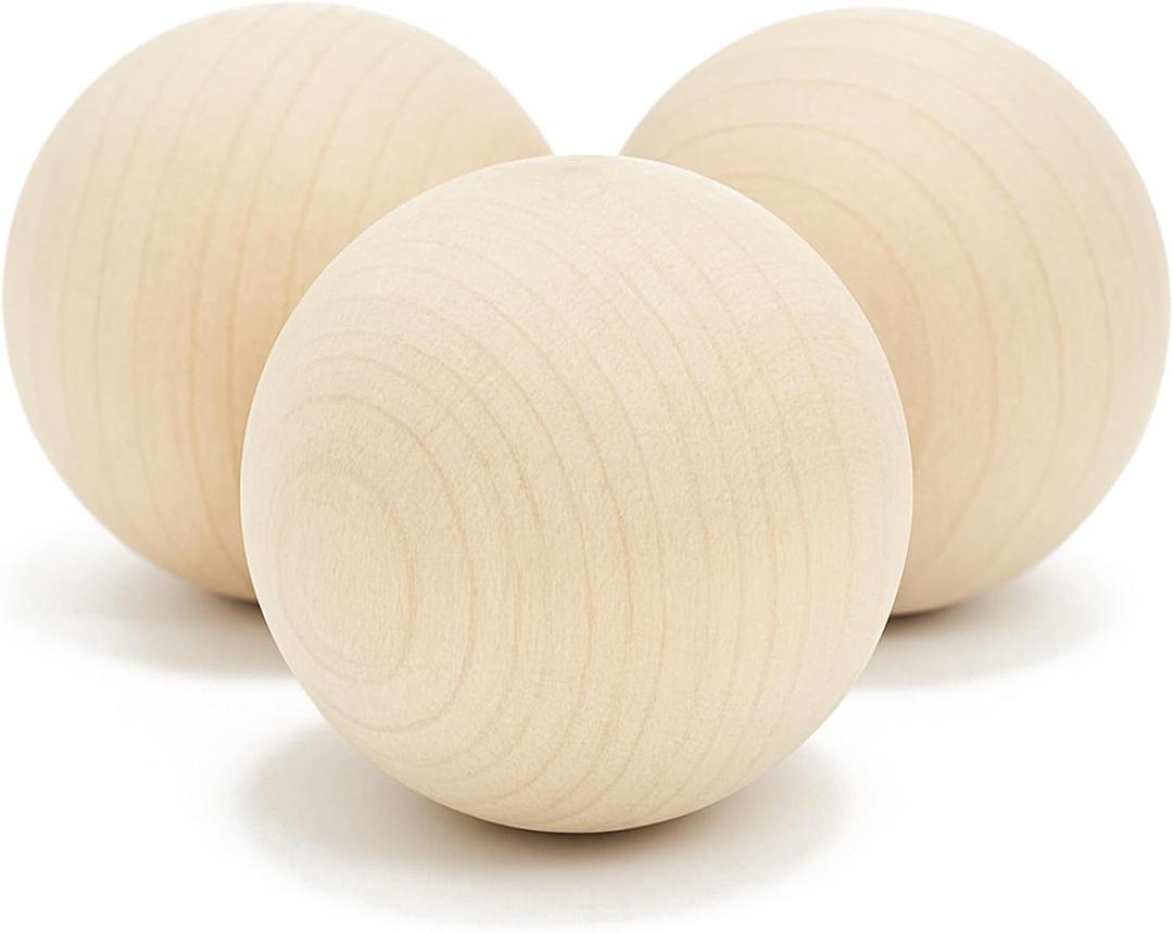 Hockey Revolution Swedish Stickhandling Balls 3-Pack - Hardwood No-Bounce Floorball Training Equipment - for Floor Dribbling Skills, Dekes & Ball Handling Drills - 2-Inch Diameter