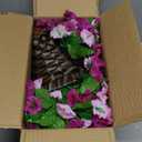 HyeFlora Artificial Fake Hanging Flowers Plants Baskets for Outdoor Decoration, Faux Silk Orange Morning Glory in Planter UV Resistant Look Real for Home Porch Patio Balcony Yard Decor