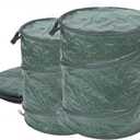 MaxWorks 51219 Reusable Yard Waste Bag  30-Gallon Pop-Up Trash Can with Zipper Lid, Collapsible PE Tarp Container for Outdoor, Camping, Travel & Laundry - 2 Pack