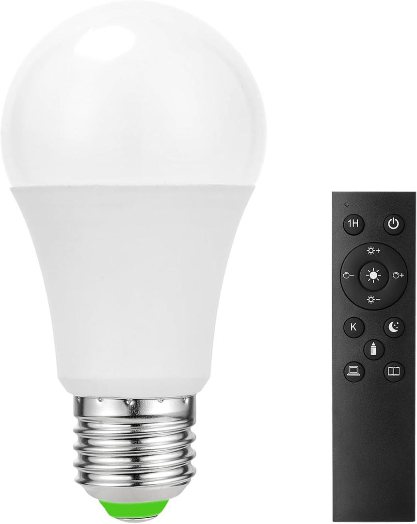 Ambimall 9W LED Light Bulbs with Remote Control, Stepless Dimmable 3000K-6000K,E26 Base