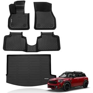KELCSEECS® Floor Mats & Cargo Liner Custom for Mini Countryman F60 2017-2024(Not for Manual Transmission),All Weather Protection TPE Floor Liners Front& Rear Row Full Set Accessories Black
