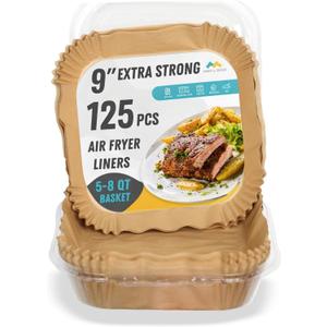 Air Fryer Liners Disposable  125 pk 8" Unbleached Non-Stick Parchment Paper, Fits 5-8 QT Basket, Air Fryer Liners | Airfryer Liners