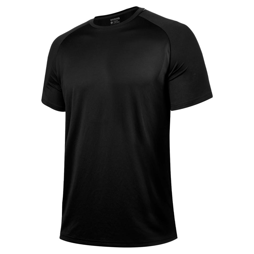 BRISIRA Cooling Workout T Shirts Men Lightweight Short Sleeve Quick Dry Fit Performance Gym Tees Moisture Wicking Athletic (Black, L)