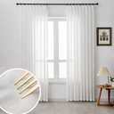 LUGOTAL Off White Sheer Curtains Pinch Pleated Curtains & Drapes 102 Inches Long 1 Panel Lightweight Light Filtering Curtain for Living Room Bedrooom Semi Sheer Window Curtain, W52 x L102