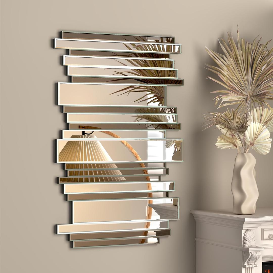 JACUKO Decorative Mirrors for Wall Decor Large Mirrors for Wall Decor Living Room Silver Mirrors 24×36 inch (Gold Brown)