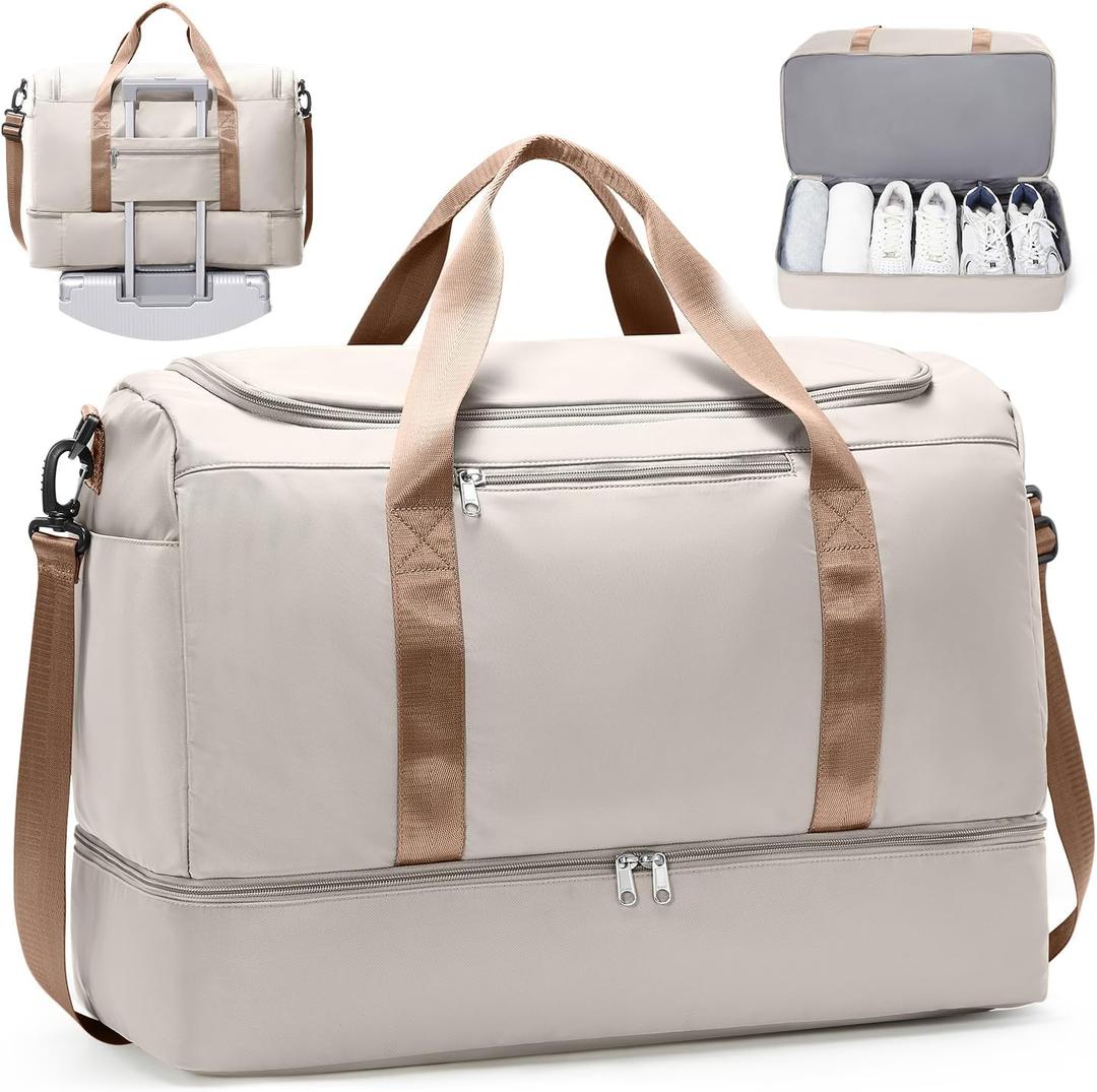 Travel Duffle Bag with Shoe Compartment, XL Weekender Bags for Women, Carry On Overnight Bags for Gym Sports & Business Trips, Water-Resistant Hospital Bag for Labor and Delivery