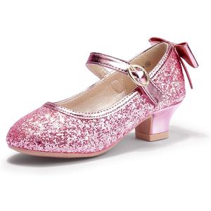 PANDANINJIA Girls Toddler/Little Kid Jada Dress Mary Jane Pumps Bow Low Heels Party Wedding Princess Shoes (Lisa White Pu, 27)