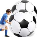 Lewtemi 2 Pcs 40 Inch Giant Inflatable Soccer Ball Large Huge Beach Balloons Oversized Football Sport Birthday Party Decoration Favor Gift Pool Supplies for Outdoor Game Summer Activity (Black)