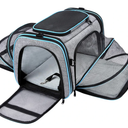 Airline Approved Pet Carrier, Large Soft Sided Pet Travel TSA Carrier 4 Sides Expandable Cat Collapsible Carriers with Removable Fleece Pad and Pockets for Cats Dogs and Small Animals