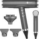 slopehill Professional Ionic Hair Dryer with Diffuser - Lightweight, Compact, Powerful & Fast Salon Blow Dryer with High Speed Brushless Motor for Travel, Women & Men (Ceramic, Dark)