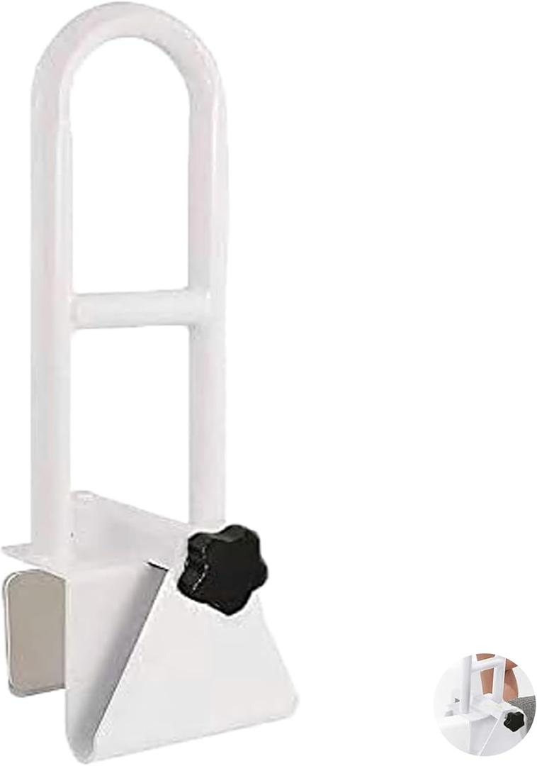Bathtub Safety Rail, White Bathtub Rail Handle Clamp Railing Bath Grab Bar - Adjustable Shower Hand Grip Handle Assist Grab Bar for Bathroom and Showers, Grab Bar for Elderly and Seniors