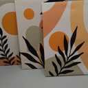 3 Pcs Mid Century Modern Boho Sun Canvas Wall Art Neutral Abstract Minimalism Bohemian Mountains Plants Pictures Wall Decor Posters Prints Artwork for Bedroom Living Room Home Decoration