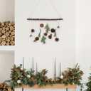 15.7 Inch Winter Wall Hanging Decor Wooden Seasonal Pinecone Hanger for Door Winter Decor Artificial Greenery for Home Rustic Farmhouse Fireplace Mantel Indoor Outdoor