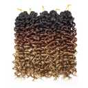 GoGo Curl Crochet hair 14inch Beach Curl Crochet hair Bohemian Crochet Braids Ombre Brown Deep Wave Braiding hair Extensions (14inch,1B/30/27)