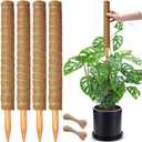 4 Pack 18 Inch Moss Pole, Stackable Moss Poles for Climbing Plants Monstera, Tall Plant Sticks Accessories, Large Coir Plant Support Stakes for Potted Plants Indoor, Pothos, Philodendron