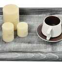 Rustic Distressed Wood Food Breakfast Serving Tray Octagon Serving Tray in Bed with Cutout Carrying Handles Coffee Office Desktop Document Holder Home Kitchen (Grey) (Gray)