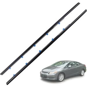 2PCS Weatherstrip Window Moulding Trim Seal Belt Driver & Passenger Side Fit for Honda Civic Coupe 2D 2012-2015 Replace # 72410-TS8-A01, 72450-TS8-A01, 72410TS8A01