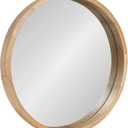 Kate and Laurel Hutton Round Decorative Modern Wood Frame Wall Mirror, 22 Inch Diameter, Natural Finish