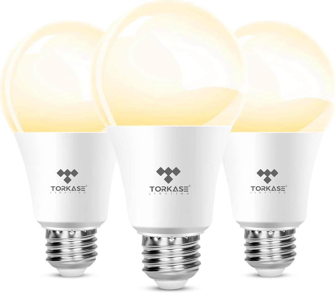 Torkase Outdoor Dusk to Dawn Light Bulbs, No Timer Required, 13W(100W Equivalent), 3000K Warm White, E26 A19 Automatic Sensor LED Bulb, Built-in Photocell Detector for Boundary Garage Patio, 3 Pack