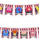 Pre-strung Circus Carnival Happy Birthday Banner for Cartoon Anime Theme Party Hanging Bunting Decorations (Multicolor)