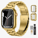 Lerobo Compatible with Apple Watch Band 44mm 42mm 40mm 38mm 41mm 45mm 46m 49mm, Solid Stainless Steel Metal Band with 2 Pack Protective Cover Case for iWtach Series 11 10 9 8 7 6 5 4 3 SE Ultr Men Women