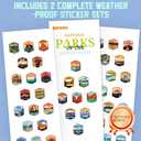 National Parks Water Bottle with 63 Waterproof Stickers & Carry Strap, Durable Plastic Water Bottle 32oz Hiking Water Bottles for Travel, Camping, Gifts for Kids, Men, Women Tritan, BPA Free