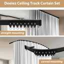 Room Divider Blackout Curtains Flexible Sliding Tracks Sets Ceiling Mounted Rod Window Curtain Privacy Separation for Bedroom Living Rooms,1 Panel Gray White Drape and Black Track Set-W180xH108 in