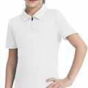 CharmWM Girls Golf Shirts Short Sleeve Polo Tops V-Neck 1/4-Zip with Collar Shirts Tennis Outfits 3-14 Years