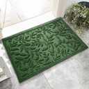 Green Leaves Outdoor Indoor Entrance Door mat, Absorbent Durable Heavy Duty Welcome Front Door Mat,Thick Natural Rubber Back,Easy Clean Entryway Mat 17x30 Inch, Low Profile