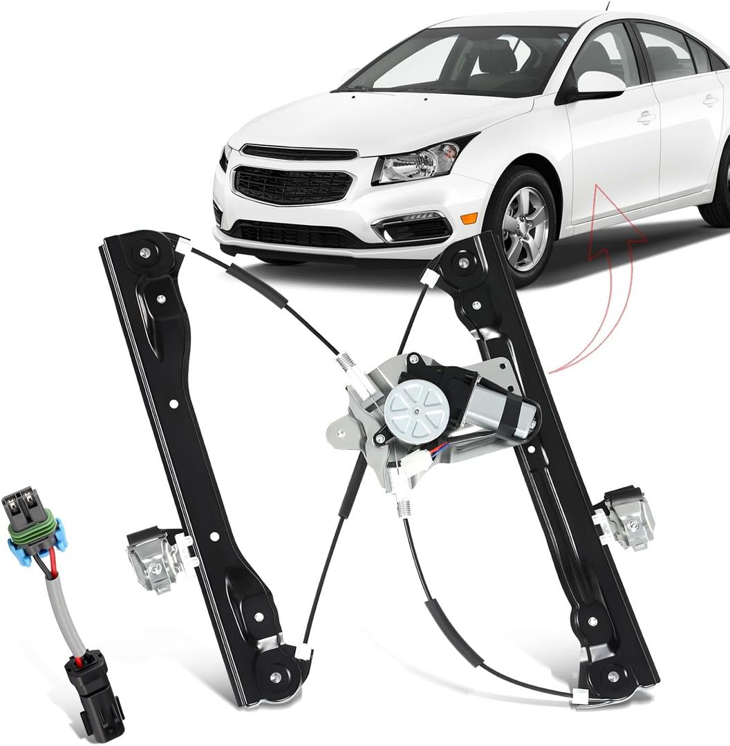 Front Left Driver Side Power Window Regulator with Motor Fit for 2012-2015 Chevy Cruze 2016 Cruze Limited (2 Pins Terminal Connector Only) W/O Anti-Pinch Replace 751-739
