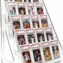 Large 5-Tier Trading Card Display Stand  Vertical Shelf Rack Holder for Baseball Basketball Sports Graded Game Greeting Card Display, Snap-On Assembly
