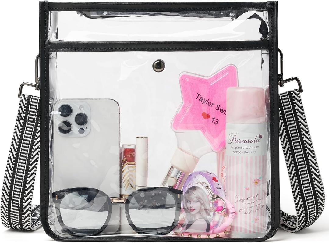 Bluome Clear Bag for Stadium Events 12x12x6, Clear Purses Stadium Bag Crossbody Purses for Concerts Football Games Travel
