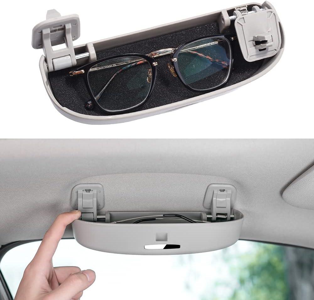 Thenice Glasses Holder Sunglasses Case Grab Hnadle Storage Box Compatible with Honda Civic Accord CR-V HR-V Acura Integra Insight, for Toyota Camry Corolla -Gray