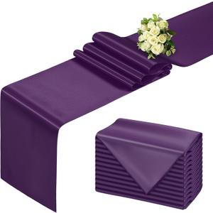 BDDC Purple Table Runner 12x108 Inch - 12 Pack Satin Table Runners, Smooth Table Runner for Party Wedding Banquets Birthday