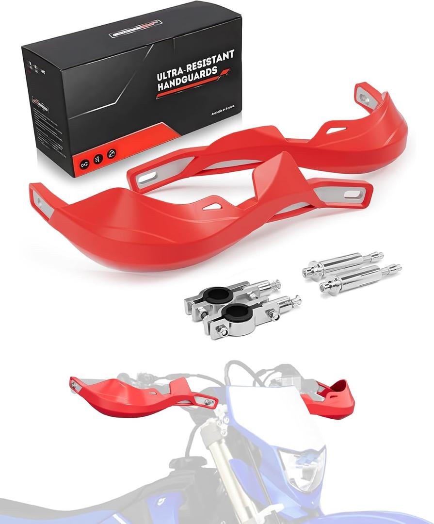 JFG RACING Dirt Bike Hand Guards,7/8" and 1 1/8" Handlebar Motorcycle Handguards Accessories Universal for CRF CR XR 110 150 250 300 450 Dirt Pit Bike ATV Electric Dirtbike Motocross Enduro-Red
