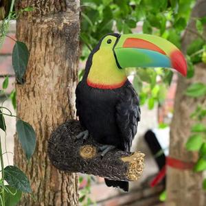 Toucan Tree Decor Hanging Garden Statue 11.4 Inches High Multicolor Resin Tropical Animal Lawn Exotic Bird Sculpture for Lawn Porch Yard Patio (Style3)